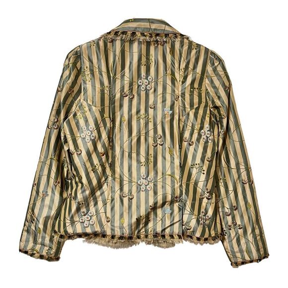 Peruvian Connection Silk Edwardian Embroidered Jacket Size 16 Striped Artsy FLAW - Picture 2 of 15